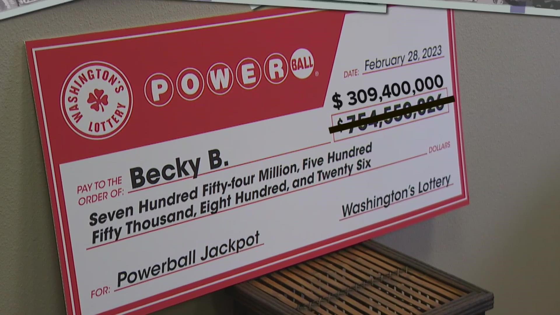 She chose the lump sum option, which is where you get the prize immediately in cash. After taxes, she walked away with $309 million.