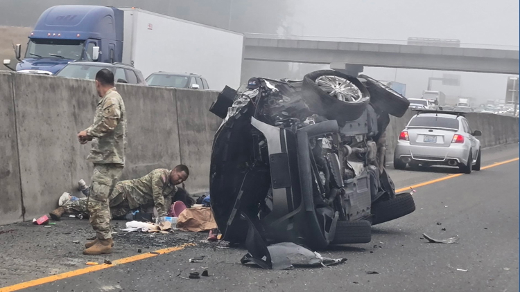 WSP: Driver stabbed children after vehicle rolled several times on I-5