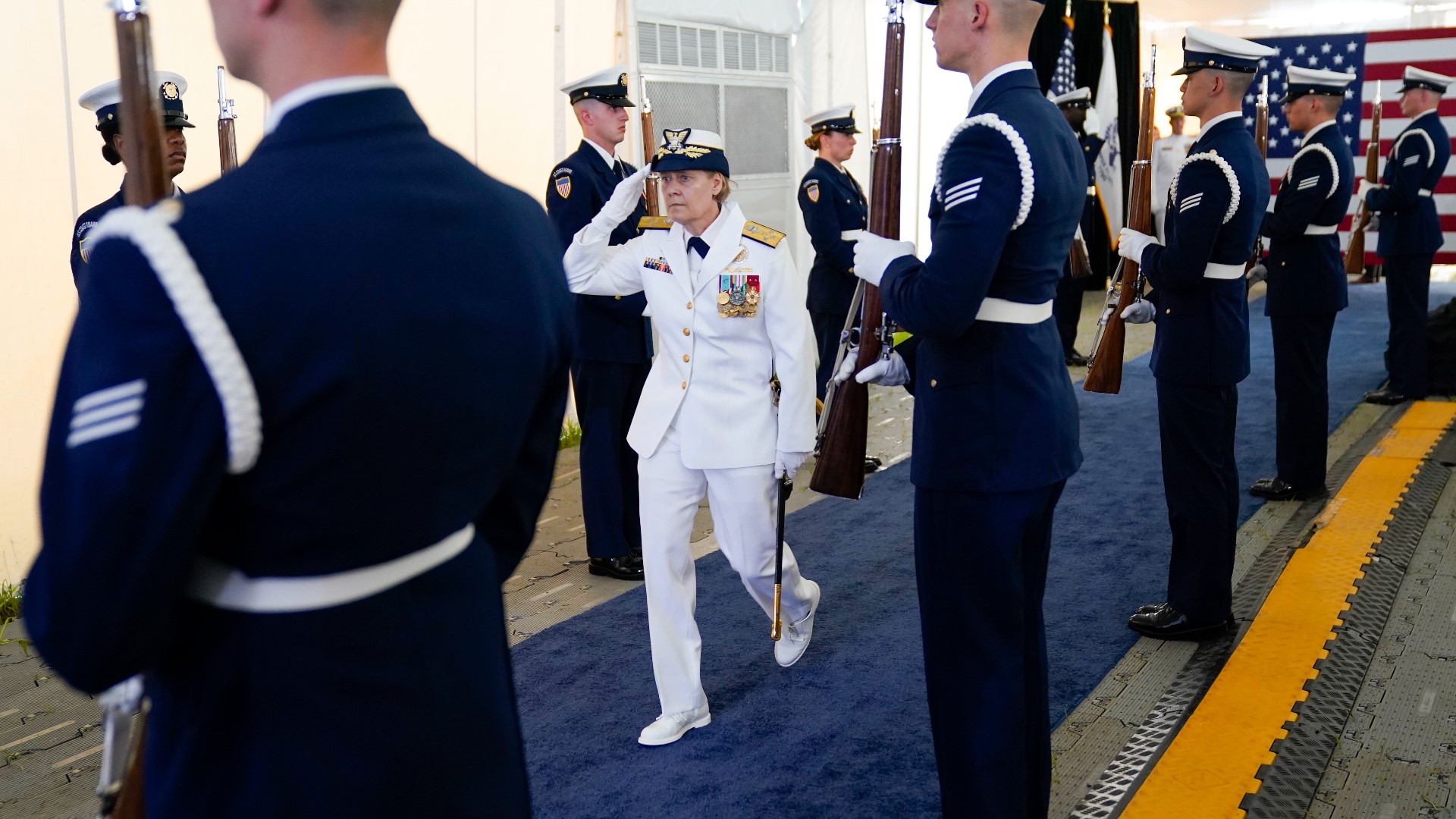 President Biden hailed Adm. Linda Fagan Wednesday as the new Commandant of the U.S. Coast Guard and the armed forces' first female service chief.