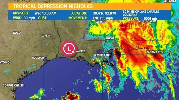 Nicholas downgraded to tropical storm; 300K in the dark