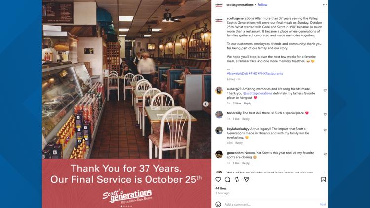 Phoenix deli shutting down after 37 years of business