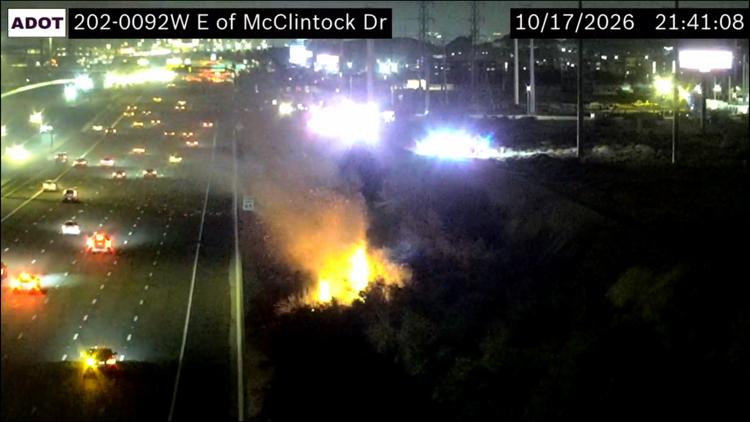 Seeing smoke? Brush fire in East Valley producing large flames, highway cameras show.
