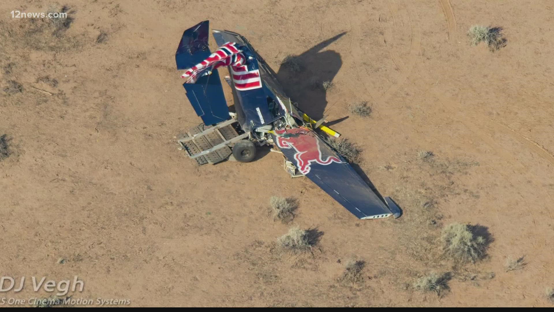 An attempt to complete a groundbreaking stunt sent a plane plummeting into the desert. The FAA denied Red Bull's request for a safety exemption to perform the stunt.
