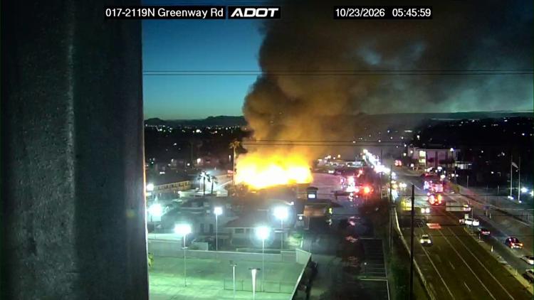 30 people displaced after large fire engulfs travel lodge in north Phoenix