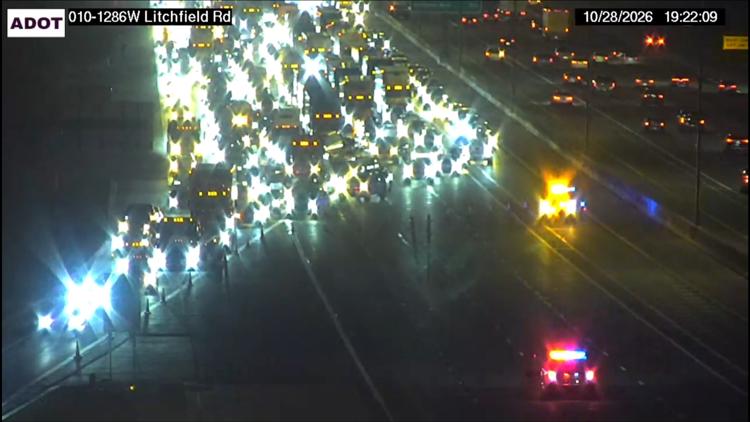 I-10 westbound closed in Goodyear after car fire