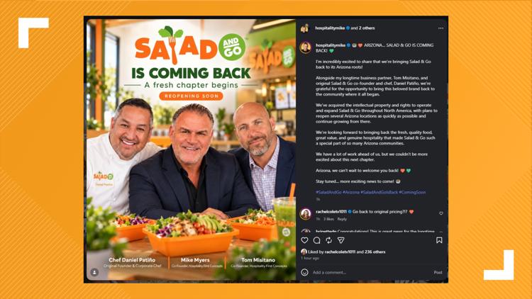 Salad & Go to return to Arizona, Valley entrepreneur says