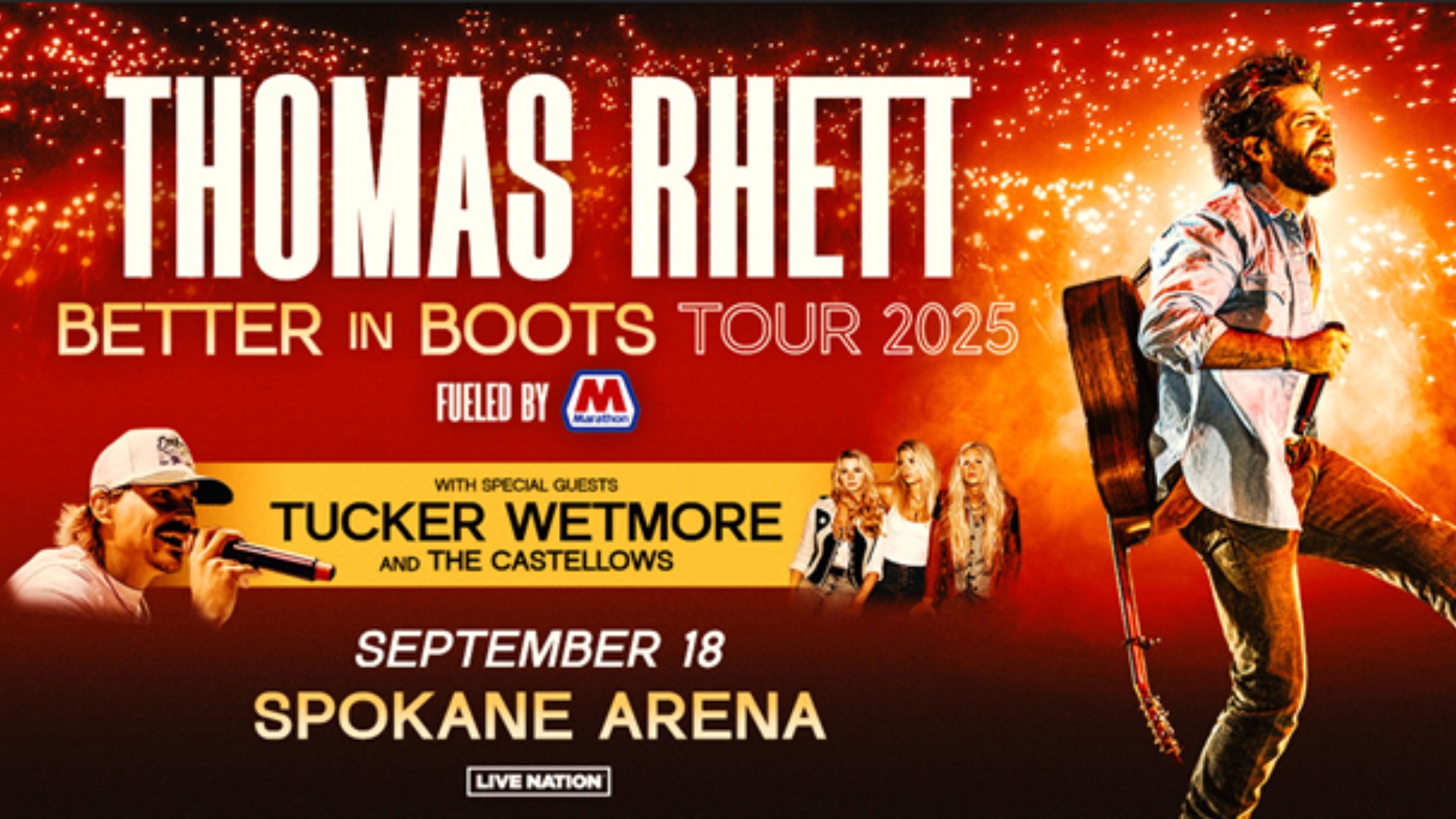 Thomas Rhett will bring his Better in Boots Tour with special guests Tucker Wetmore and The Castellows to the Walmart AMP on Thursday, June 5.