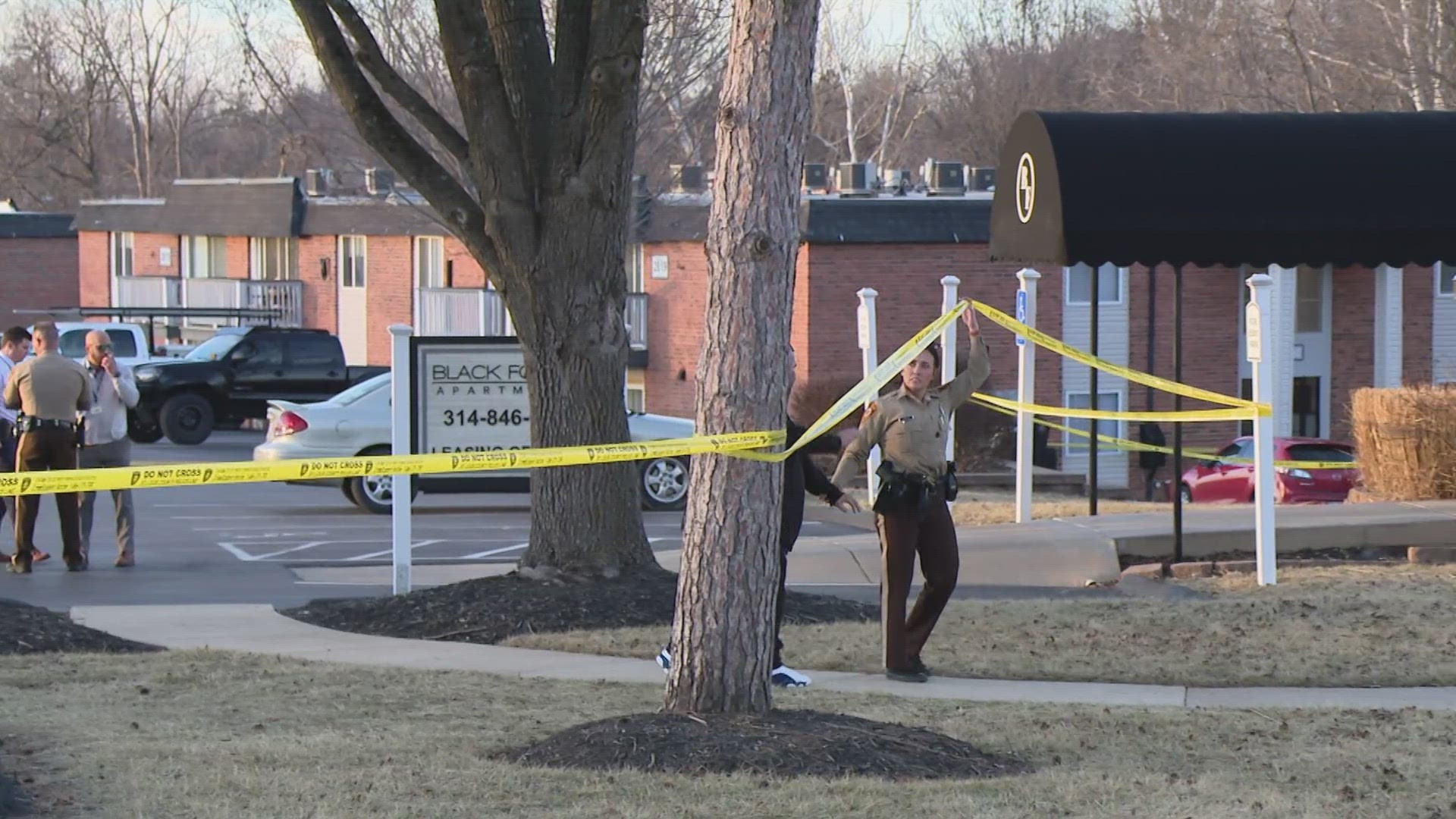 Three people were shot Monday afternoon in Oakville in south St. Louis County. Two of the people died from their injuries, police said.