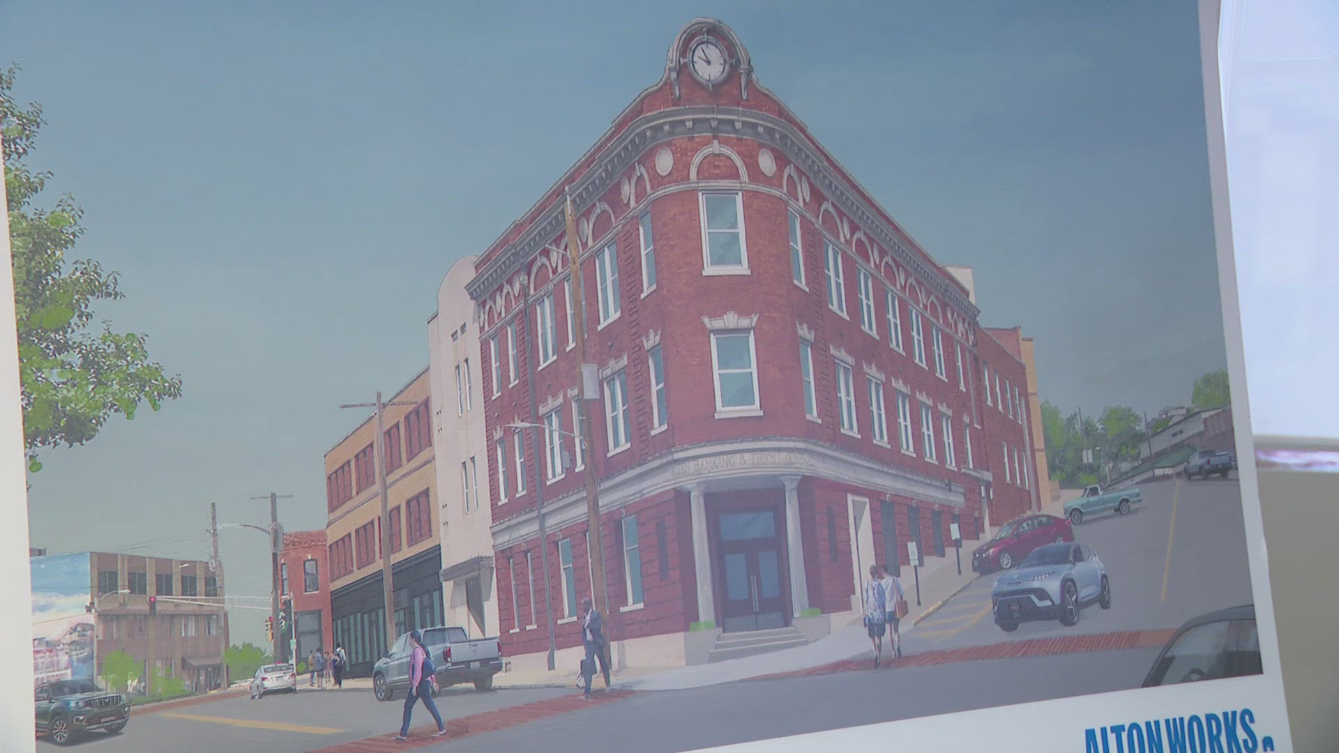 Illinois' governor J.B. Pritzker toured the new innovation center that will go into one of Alton's older, iconic buildings. 