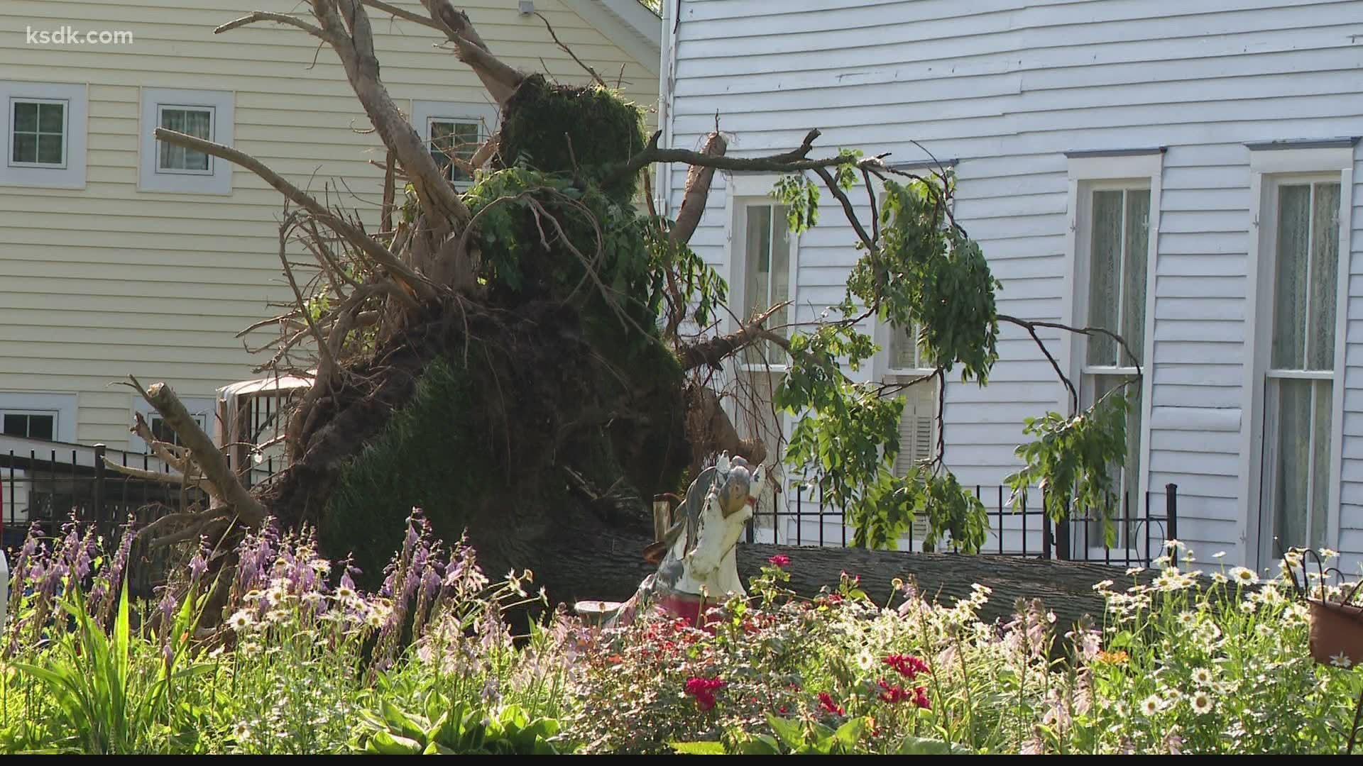 Strong storms left damage and power outages throughout the greater St. Louis area.