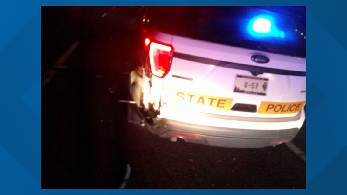 Troopers Squad Car Struck In St Clair County Illinois 0832