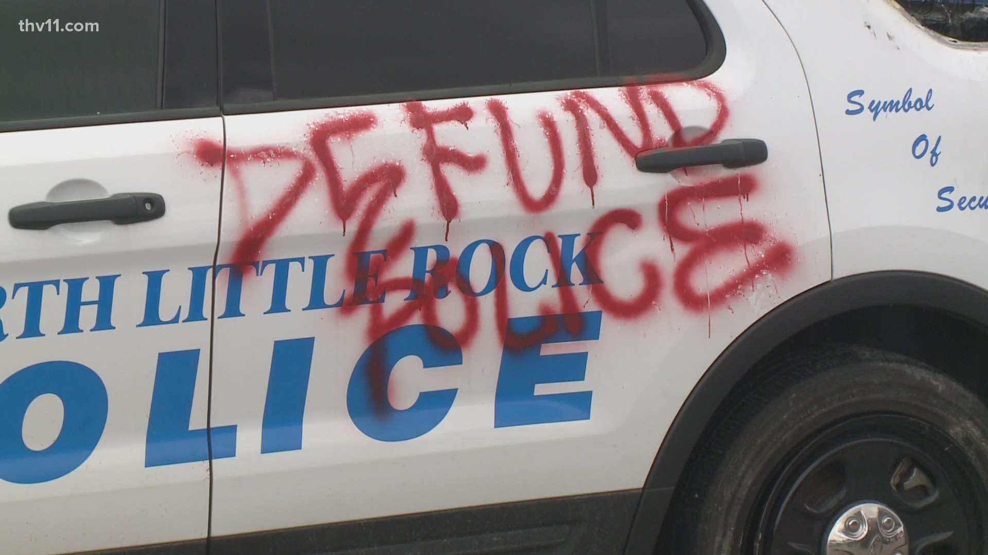 The Little Rock Police Department was vandalized overnight, with messages to 'defund the police.'