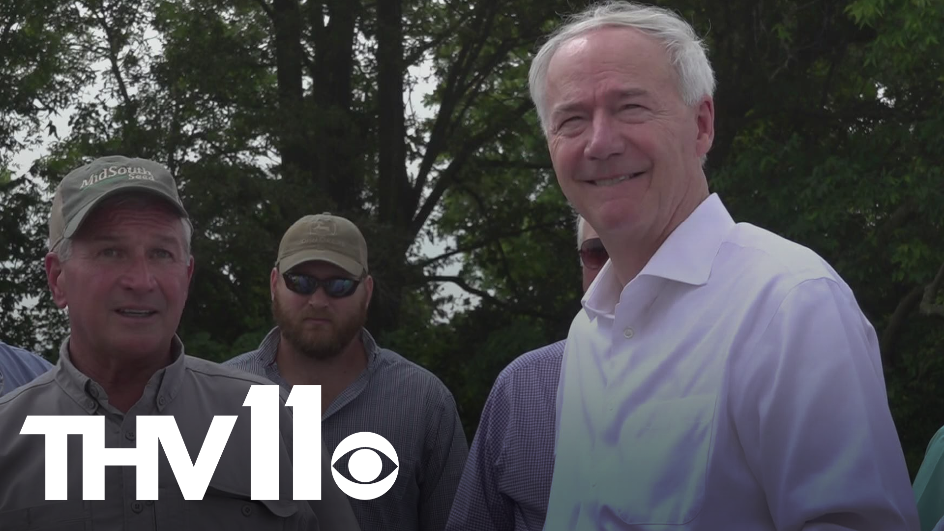 Flooded homes and farmland was just some of the damage Gov. Hutchinson visited as he toured Dumas on Friday.