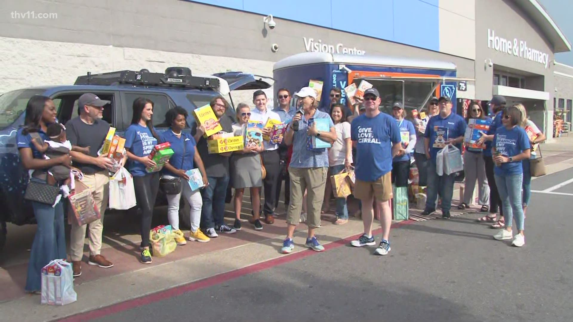 Some of the THV11 staff stopped by the Walmart on Bowman to surprise Tom Brannon for this year's last Summer Cereal Drive.