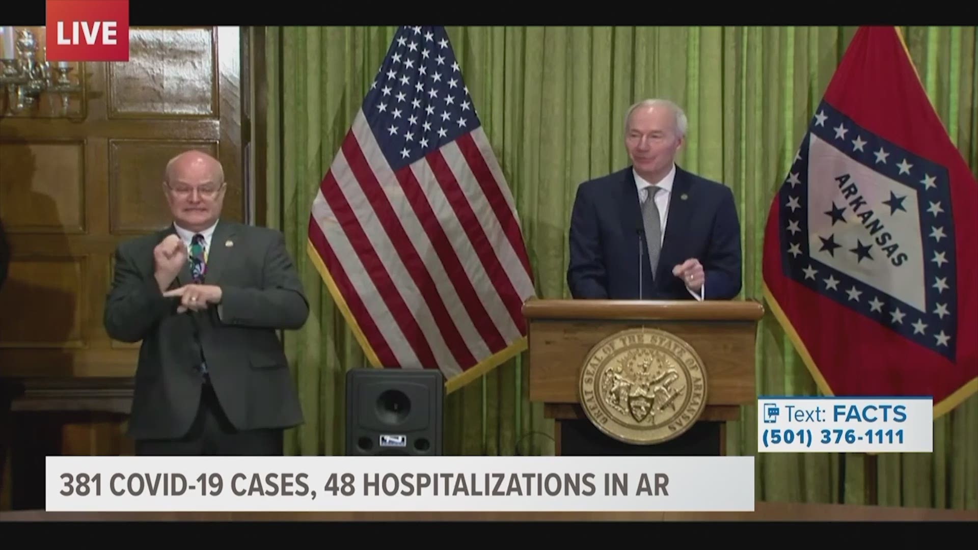 Gov. Asa Hutchinson said current modeling shows Arkansas could see 3,500 positive coronavirus cases in April.