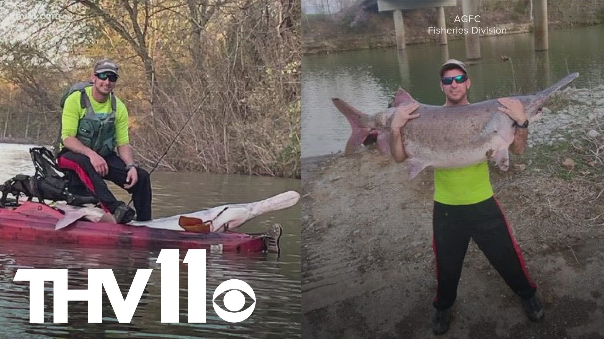 Robert Murphy of Fayetteville recently caught a massive 102-lb paddlefish while fishing on the Upper White River near Goshen.