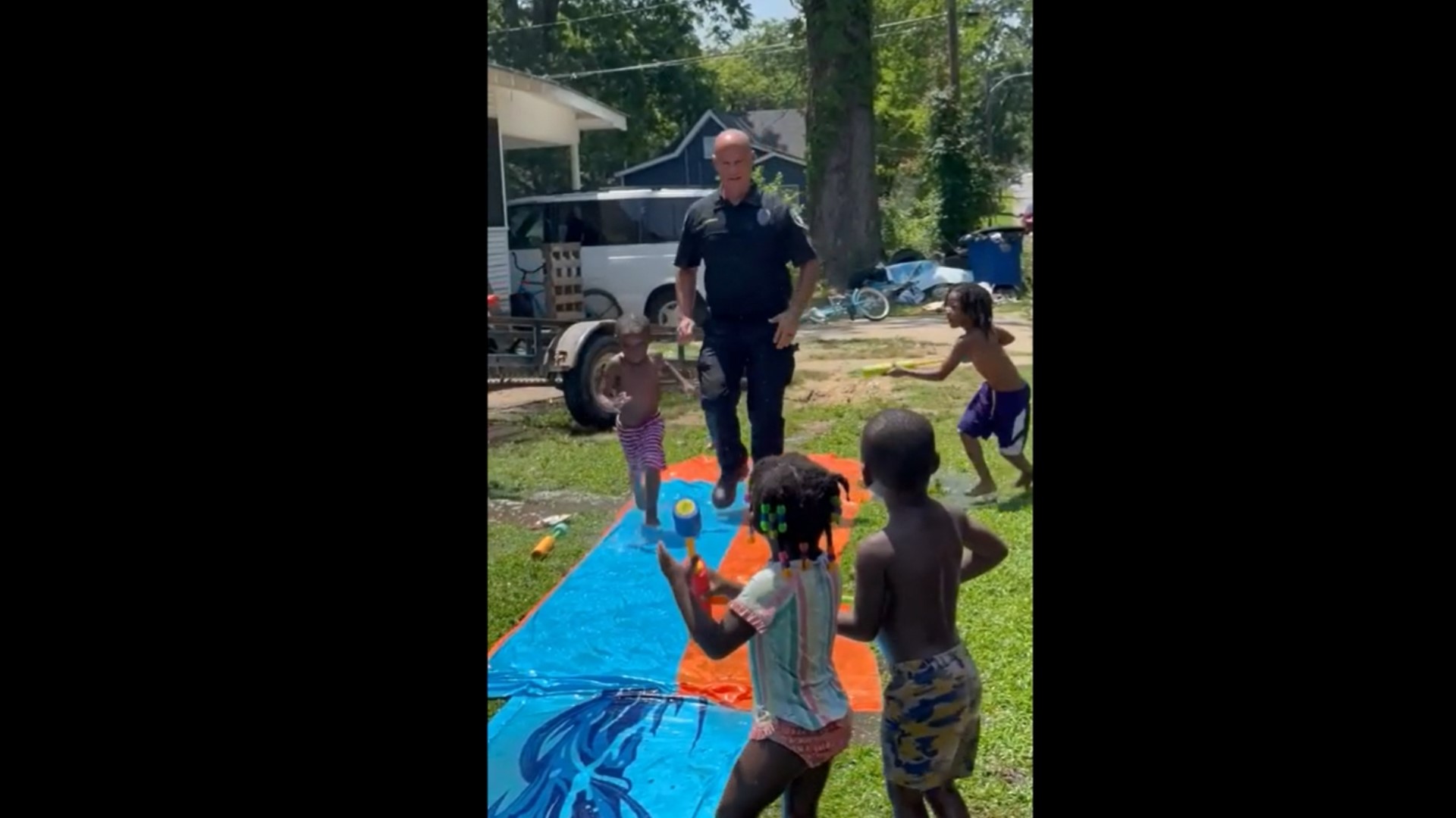 Officer Tommy Norman had fun with some kids in North Little Rock and helped them beat the summer heat with some slip-and-slide action!