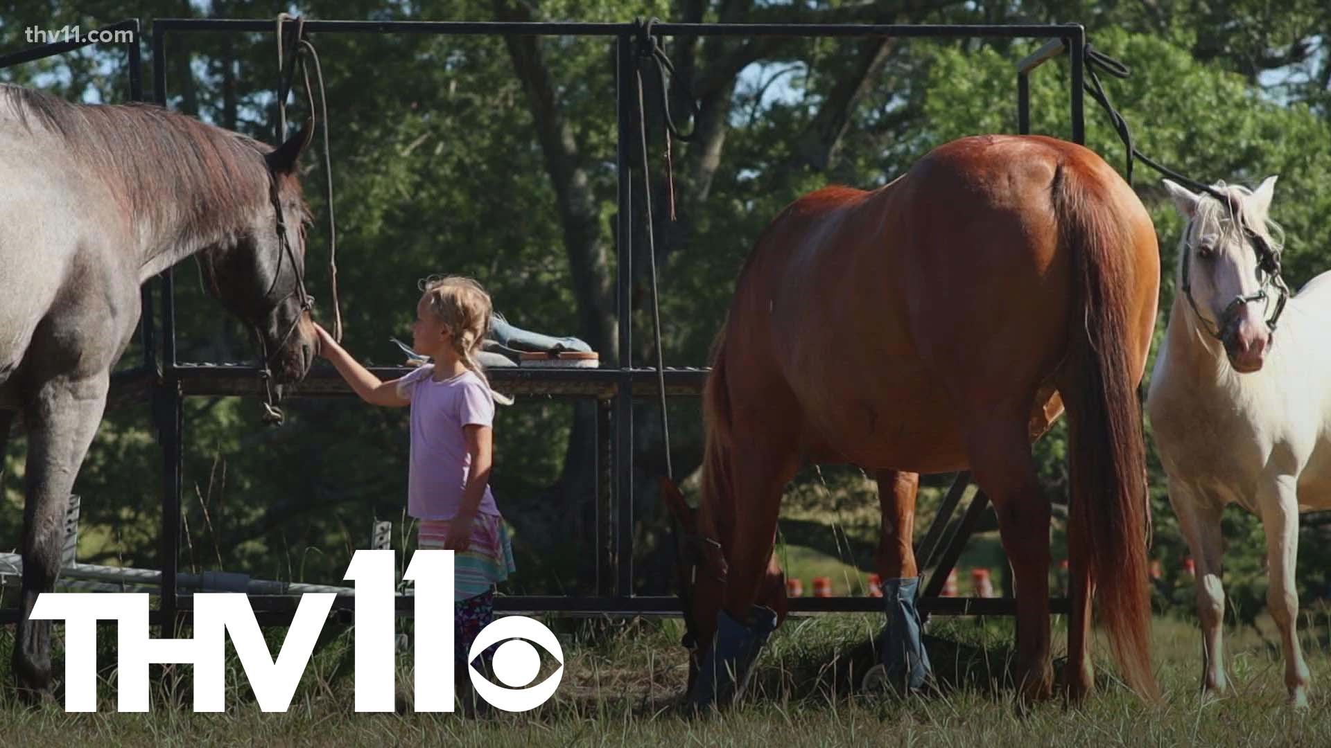 Riverlyn Scrimshire was diagnosed with a speech disorder weeks before her dad died in the line of duty. And through horse therapy, she was able to speak again