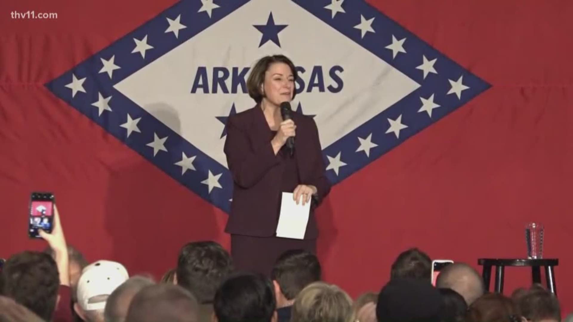 As Super Tuesday nears, Democratic presidential candidate Amy Klobuchar holds a rally in Maumelle to reach out to Arkansas voters.