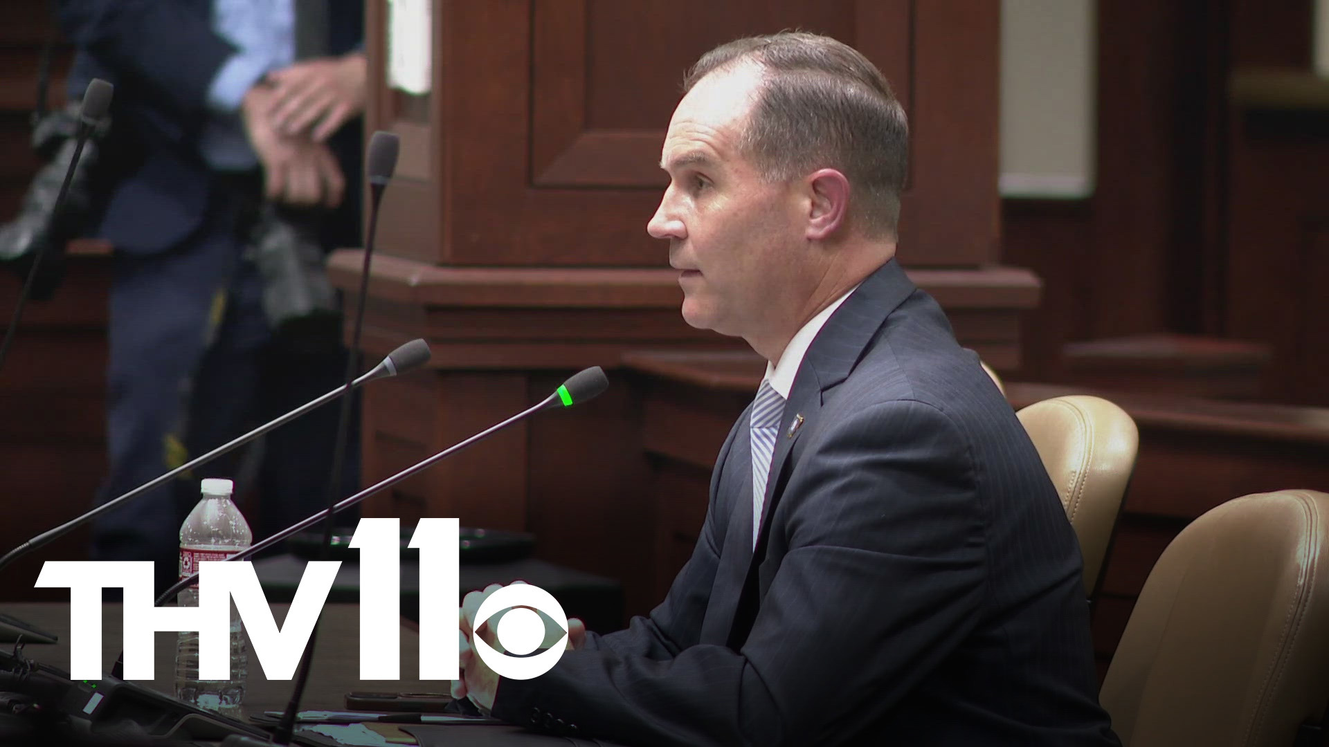 Arkansas State Police Director Col. Mike Hagar addressed a legislative subcommittee in Little Rock on Thursday about the Devil's Den double homicide case.