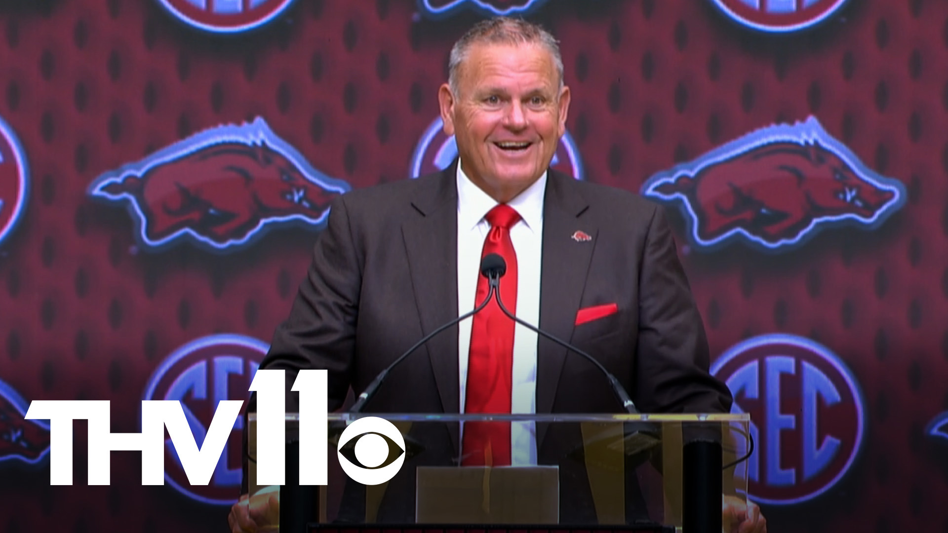 Arkansas head football coach Sam Pittman spoke at SEC Media Days, where he previewed the upcoming season for the Razorbacks.
