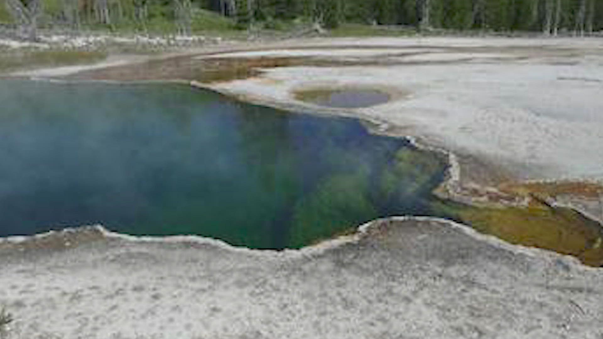 Part of the foot, inside a shoe, was floating in Abyss Pool of Yellowstone National Park.