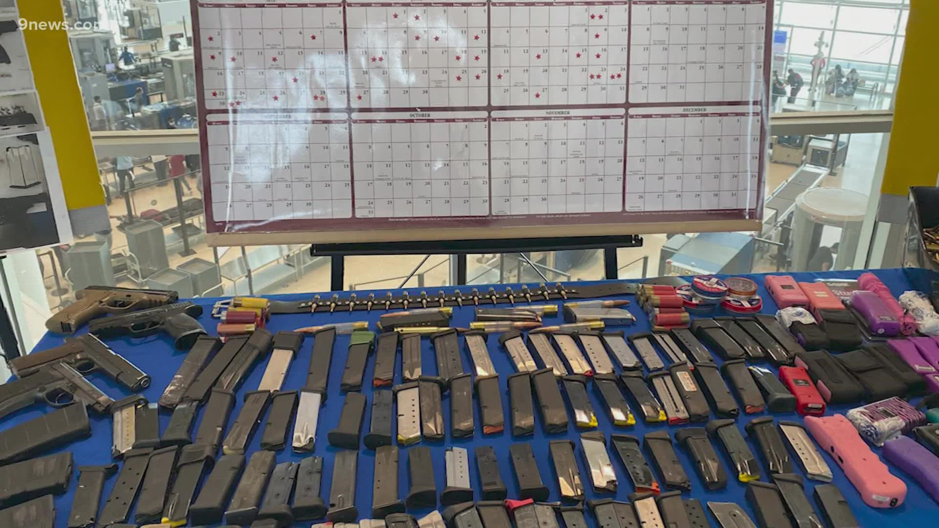 The Denver airport ranked sixth nationally for the number of firearms found at security checkpoints.