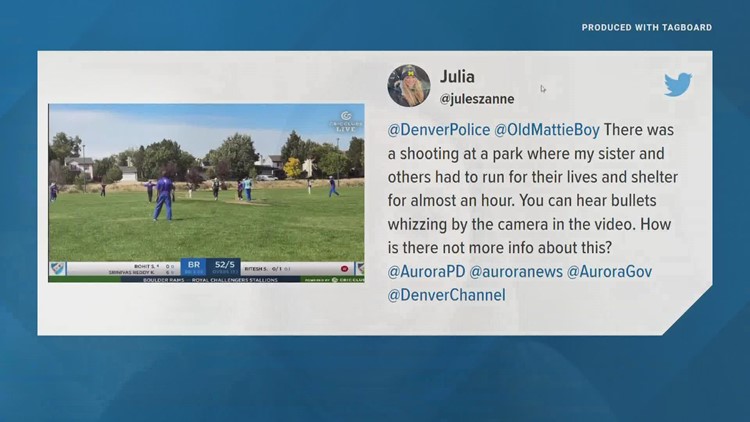 Cricket match in Denver park interrupted by gunshots
