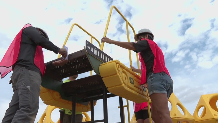 Volunteers help build adaptive playground in Berthoud for all kids
