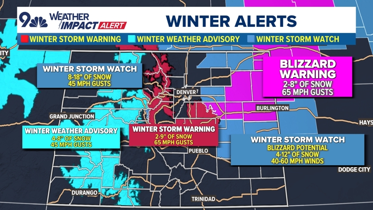 Blizzard, Winter Storm Warnings issued in Colorado for powerful storm