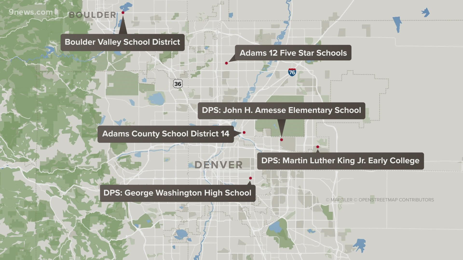 Denver Public Schools said three schools will shift to a remote learning schedule for multiple days this week.