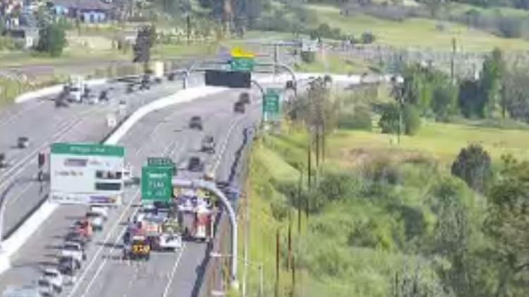 Aircraft crashes along Interstate 25 in Larkspur