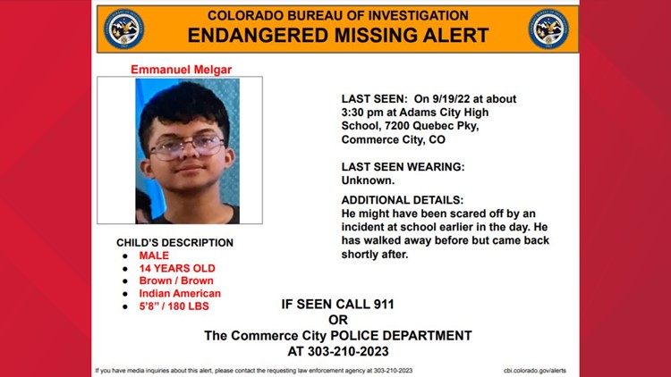 Police looking for missing endangered teen in Commerce City