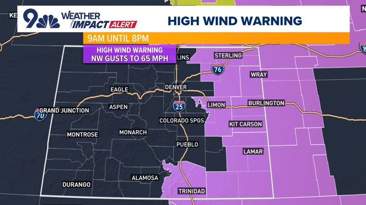 Weather Impact Alert for strong winds, mountain snow today