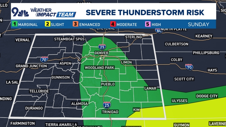 Cool temperatures and potential hail forecast for Sunday
