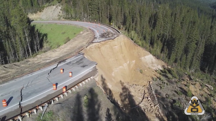 Wyoming mountain pass road collapses in 'catastrophic failure'