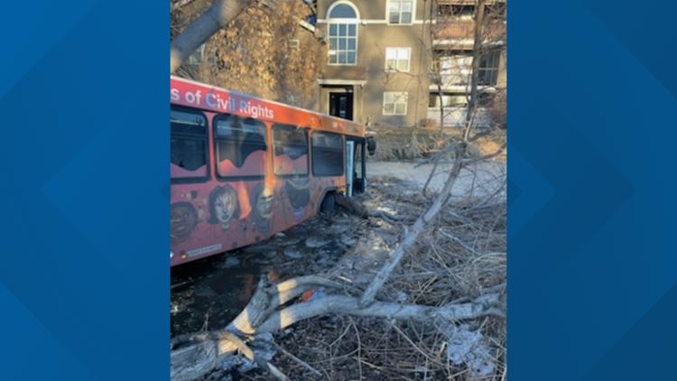 Crash sends RTD bus into pond