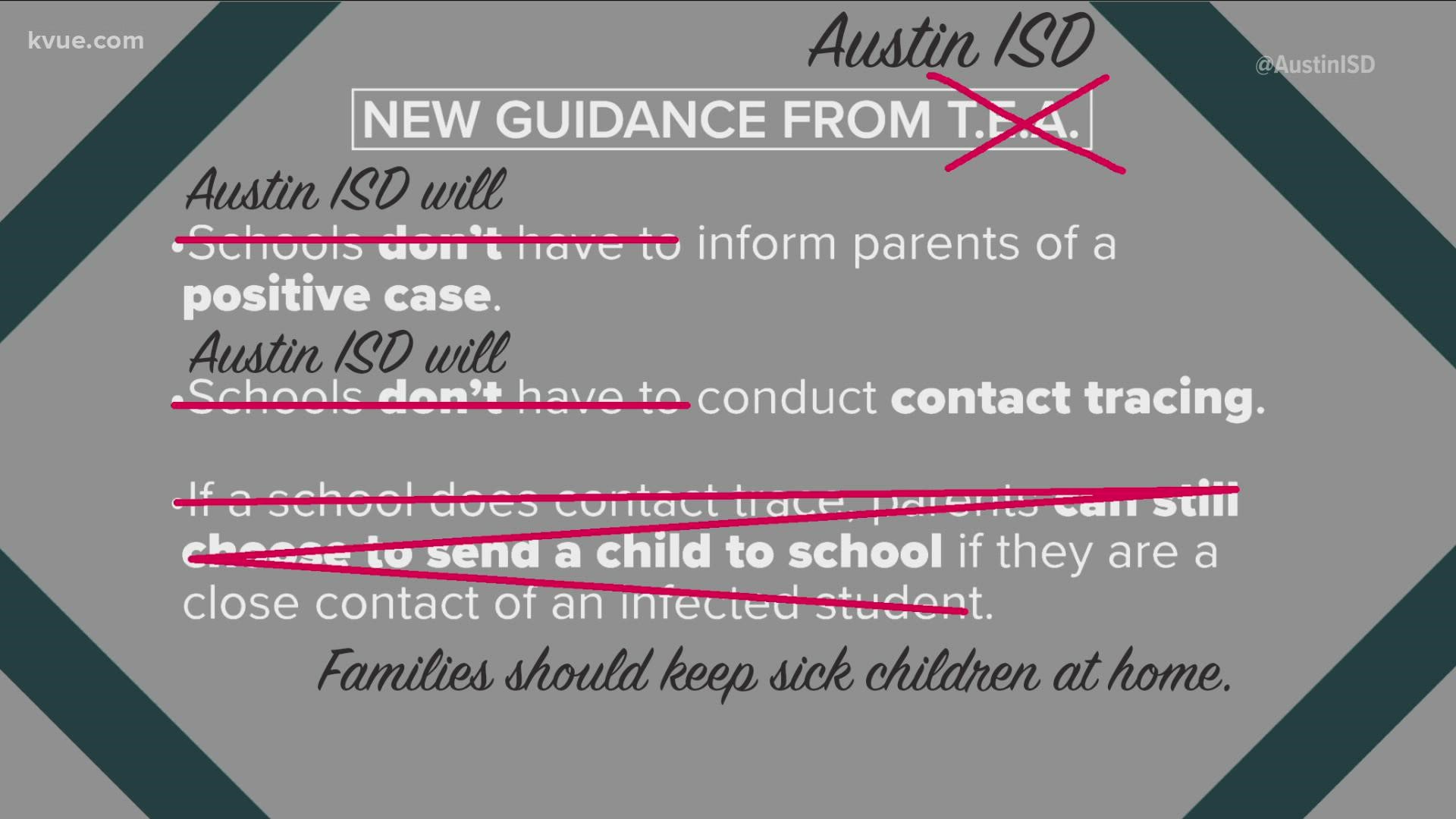 Austin ISD says it will continue contact tracing and informing parents when positive cases occur.