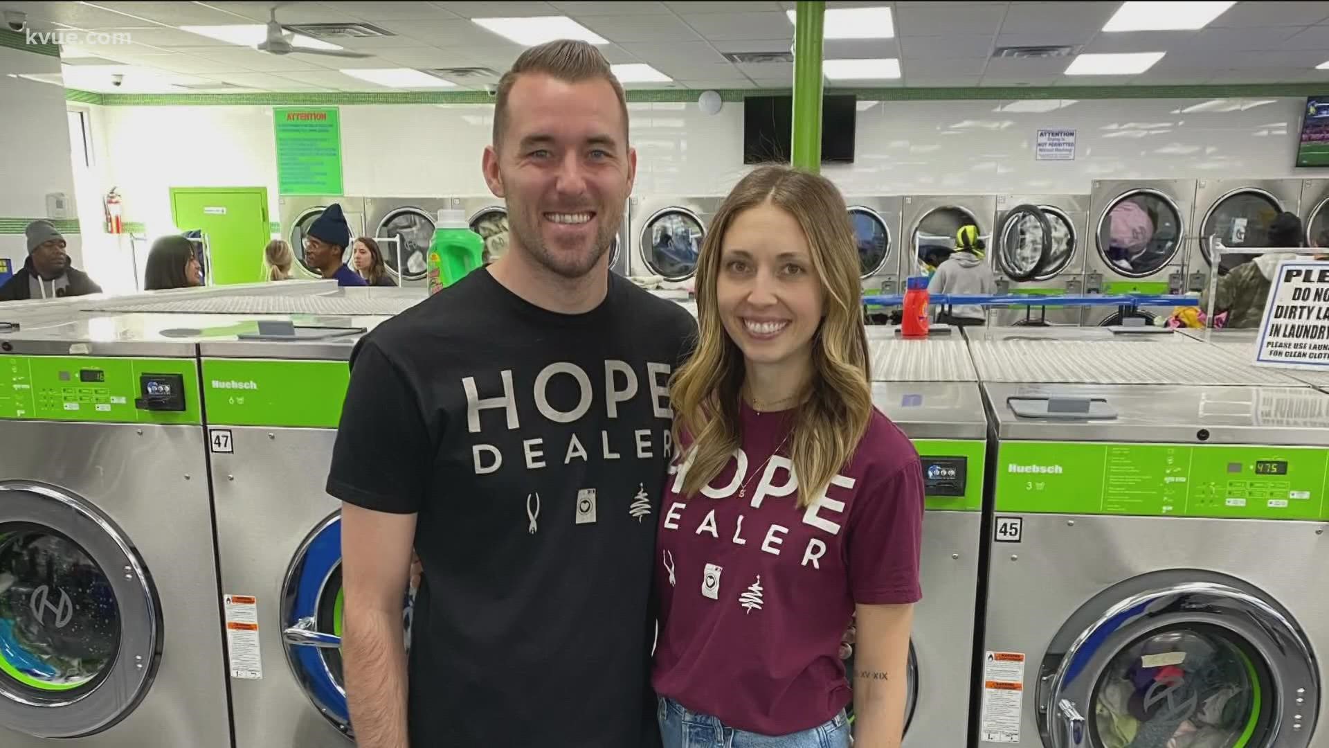 Stuver and his wife, Ashley, are helping provide clean sheets and clean laundry to lower-income families.