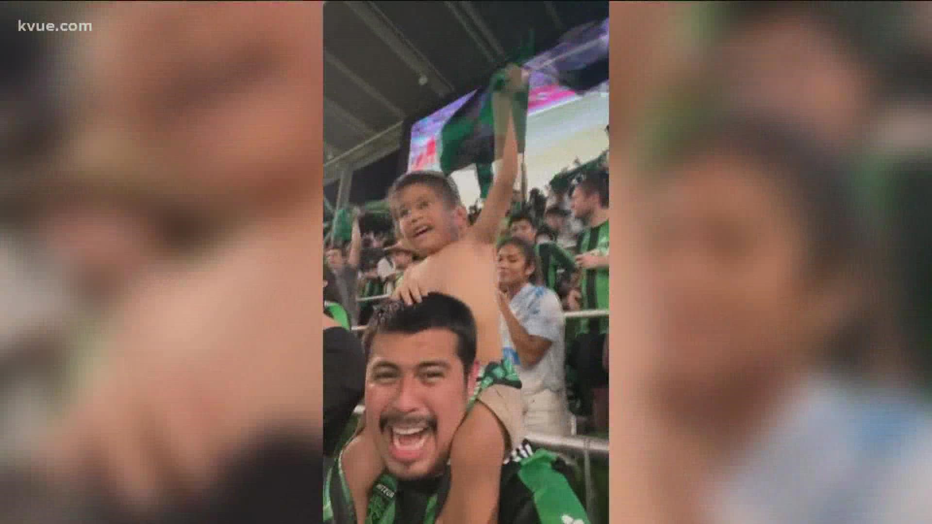 William Heredia and his 3-year-old son Sebastian have become popular fans within the Austin FC supporter's section for their heartwarming celebrations.