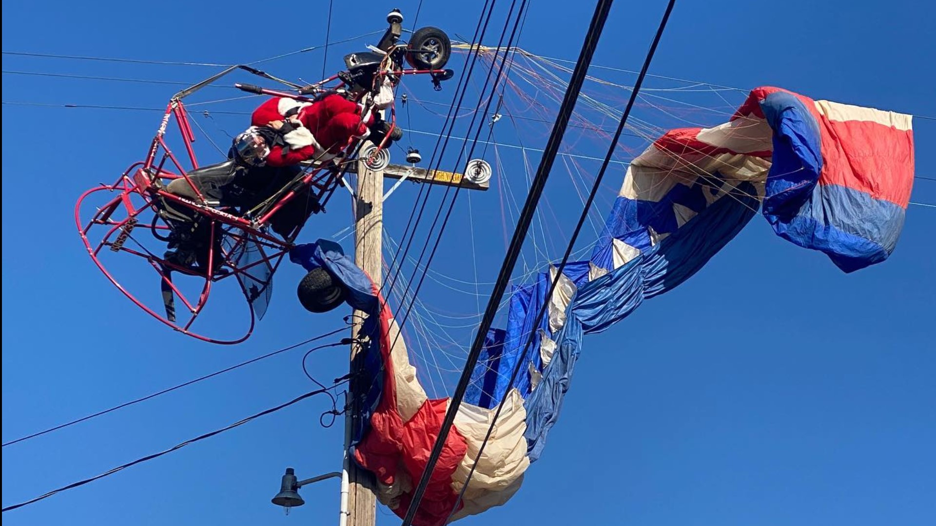 A parachuting Santa was rescued in Rio Linda on Sunday.
