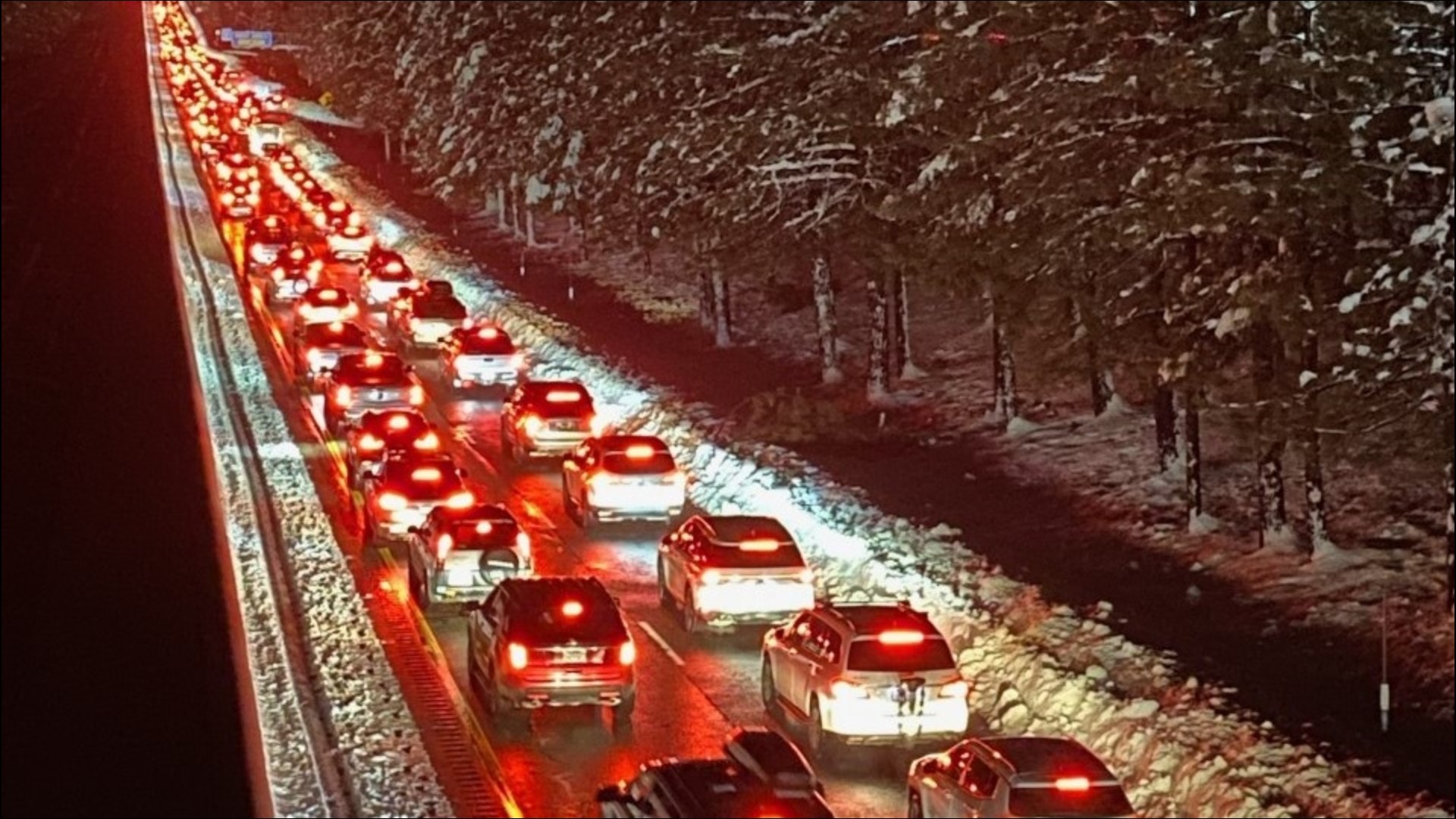 Interstate 80 was turned into a parking lot not long after reopening Tuesday night. Agencies advise against travel in the Sierra with more snow on the way.