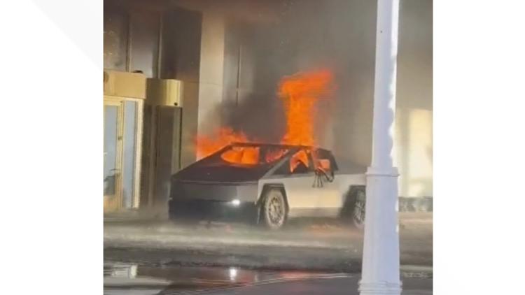 VIDEO: Tesla Cybertruck explodes outside Las Vegas Trump Hotel lobby, 1 dead and 7 hurt