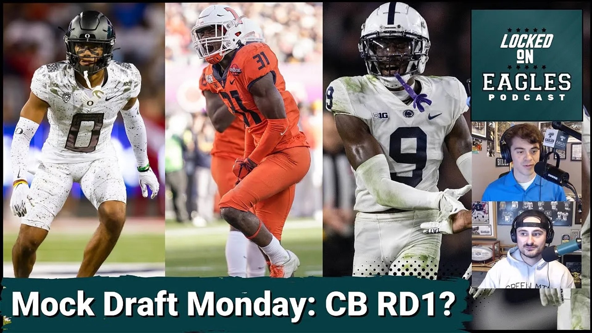 Which cornerback could the Philadelphia Eagles take with the 10th overall pick: Christian Gonzalez, Devon Witherspoon, or Joey Porter Jr.?