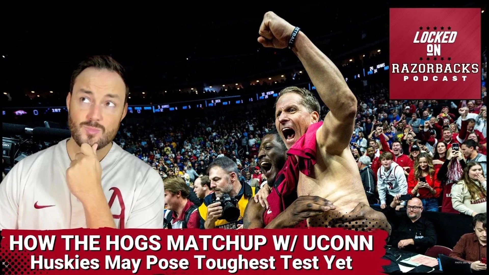 Arkansas will be facing off against the UConn Huskies in the Sweet 16 with a chance to make it to their 3rd straight Elite 8.