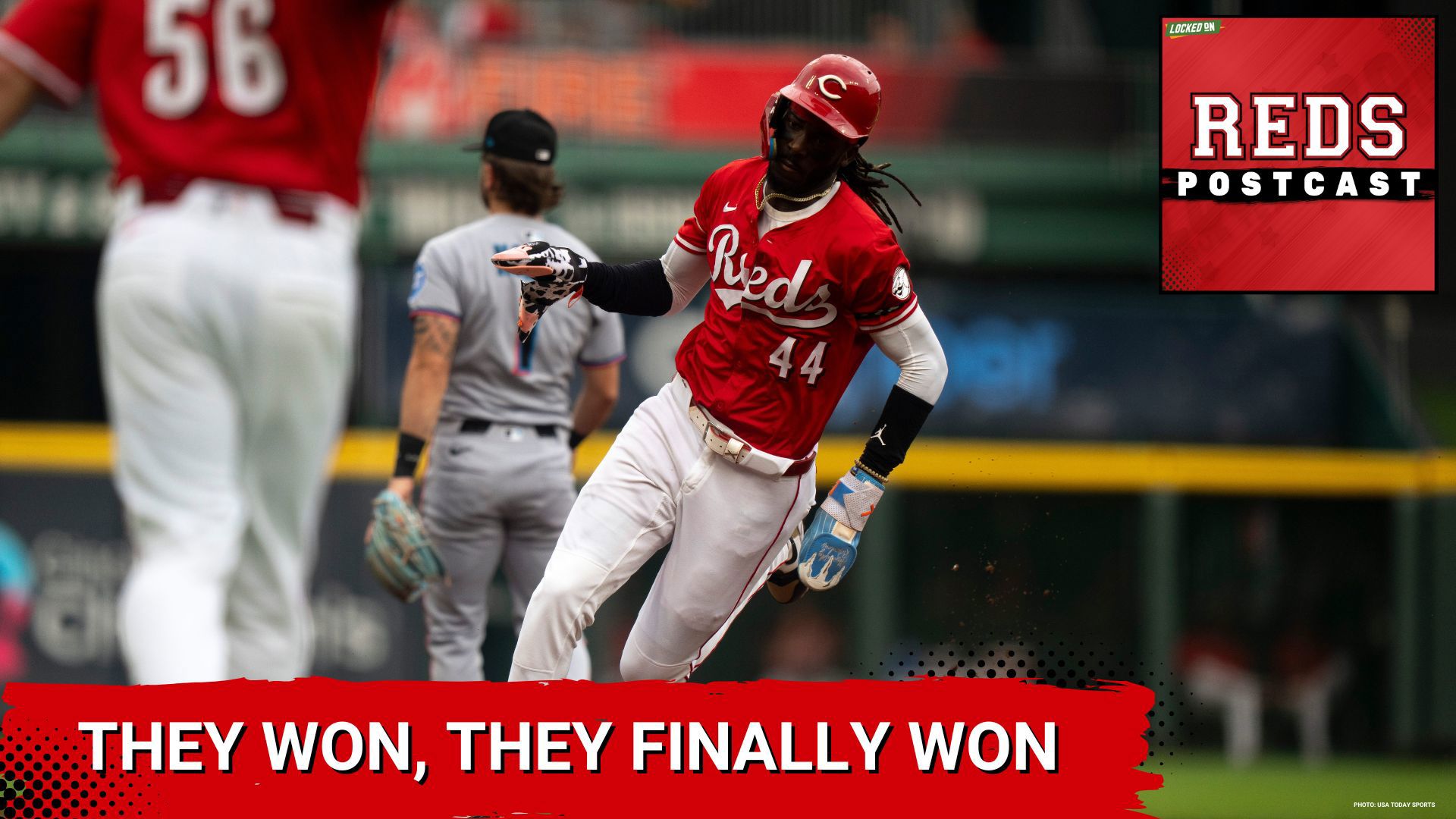 The Cincinnati Reds defeated the Miami Marlins 7-2 on Wednesday night at Great American Ball Park, snapping their four-game losing streak.