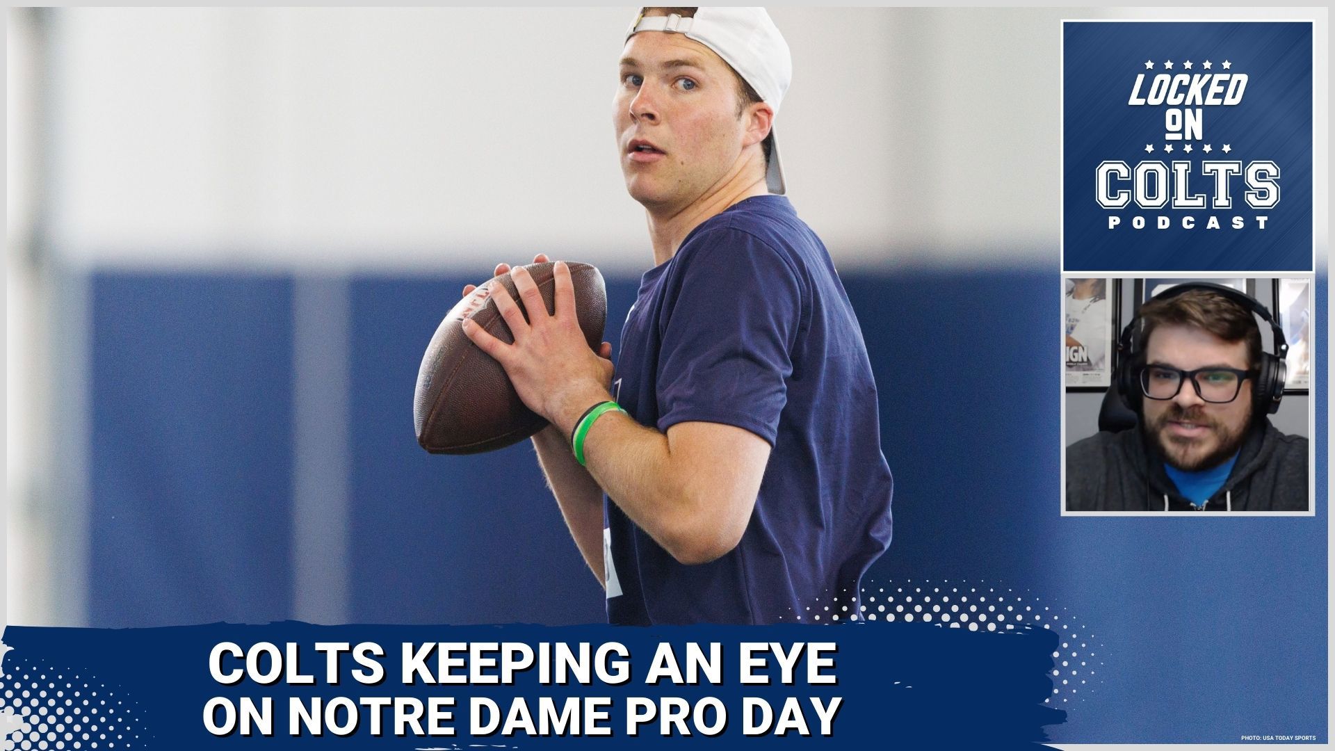 Indianapolis Colts' Shane Steichen STUDIES Notre Dame QB Riley Leonard