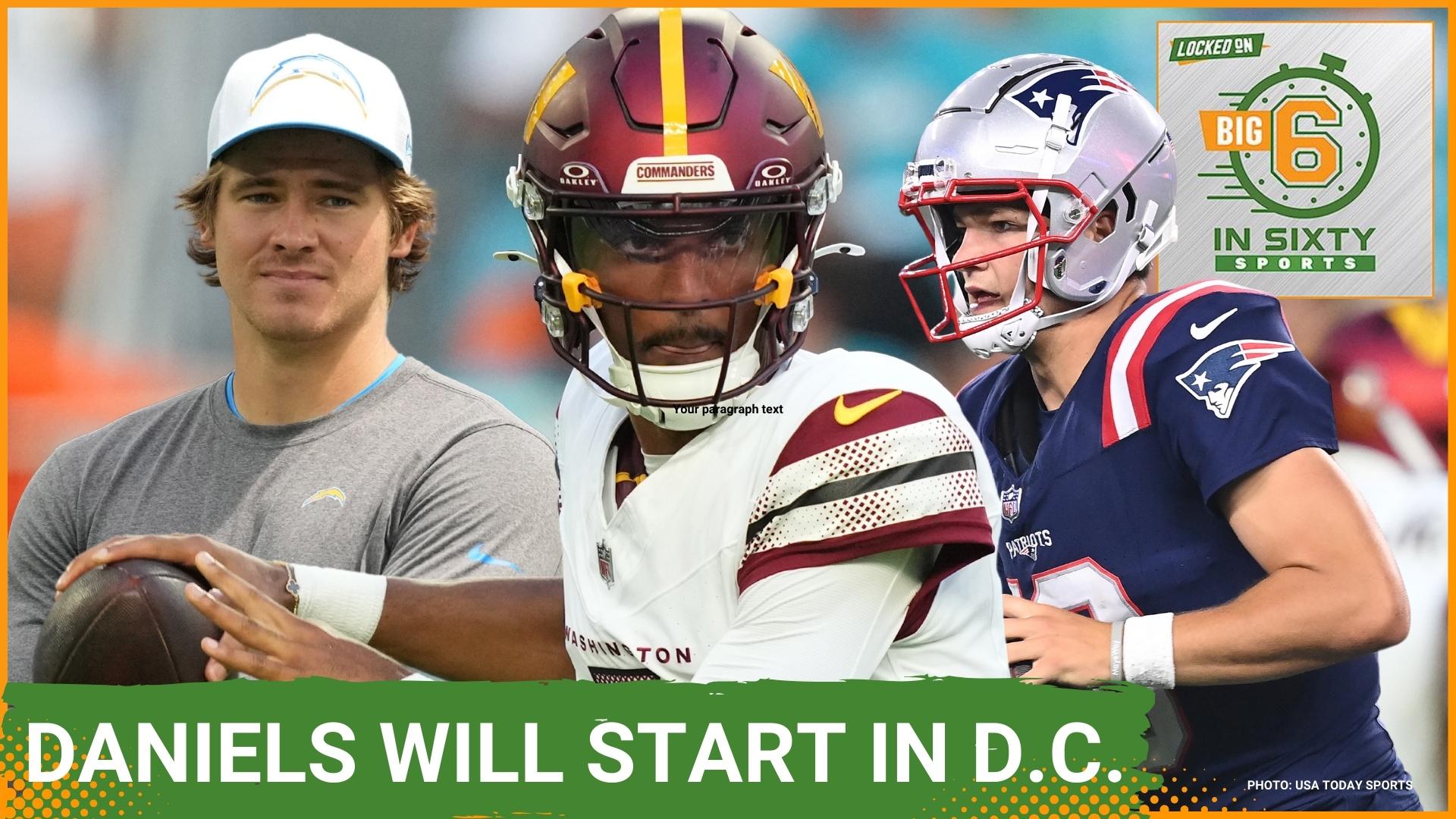 Jayden Daniels gets the start for the Commanders and Justin Herbert returns to practice. Will Drake Maye win the starting job in New England?