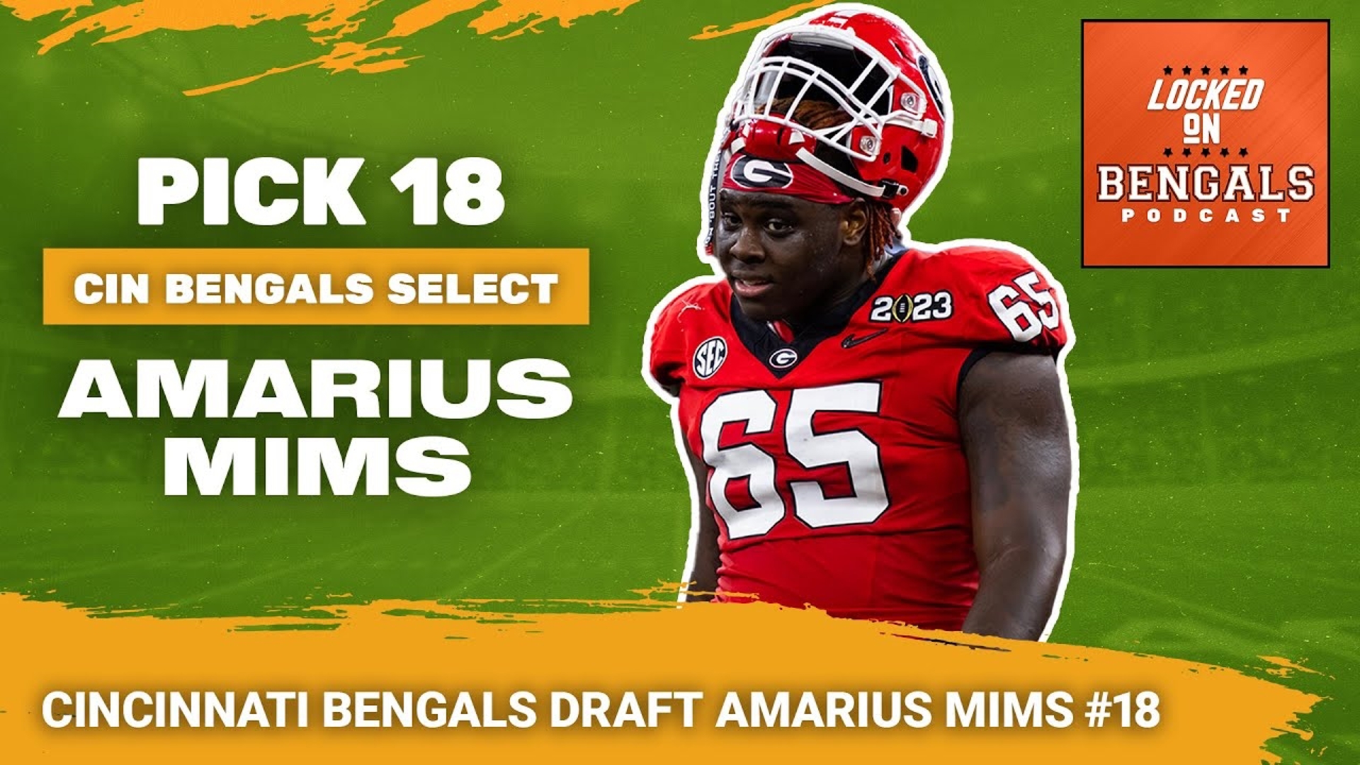 The Cincinnati Bengals have selected Georgia Bulldogs offensive tackle Amarius Mims with the eighteenth overall pick in the 2024 NFL Draft.