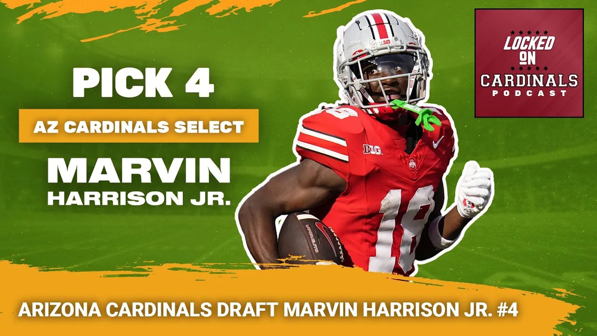 The Arizona Cardinals have selected wide receiver Marvin Harrison Jr. with the fourth overall pick in the 2024 NFL Draft.
